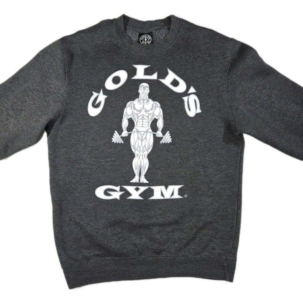 Mens Golds Gym Sweatshirt Graphic Print Medium Gray
